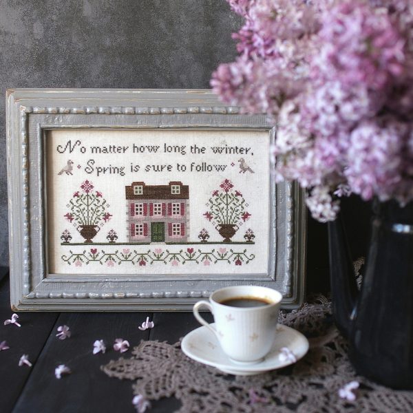 Spring House Sampler, PDF primitive cross stitch pattern
