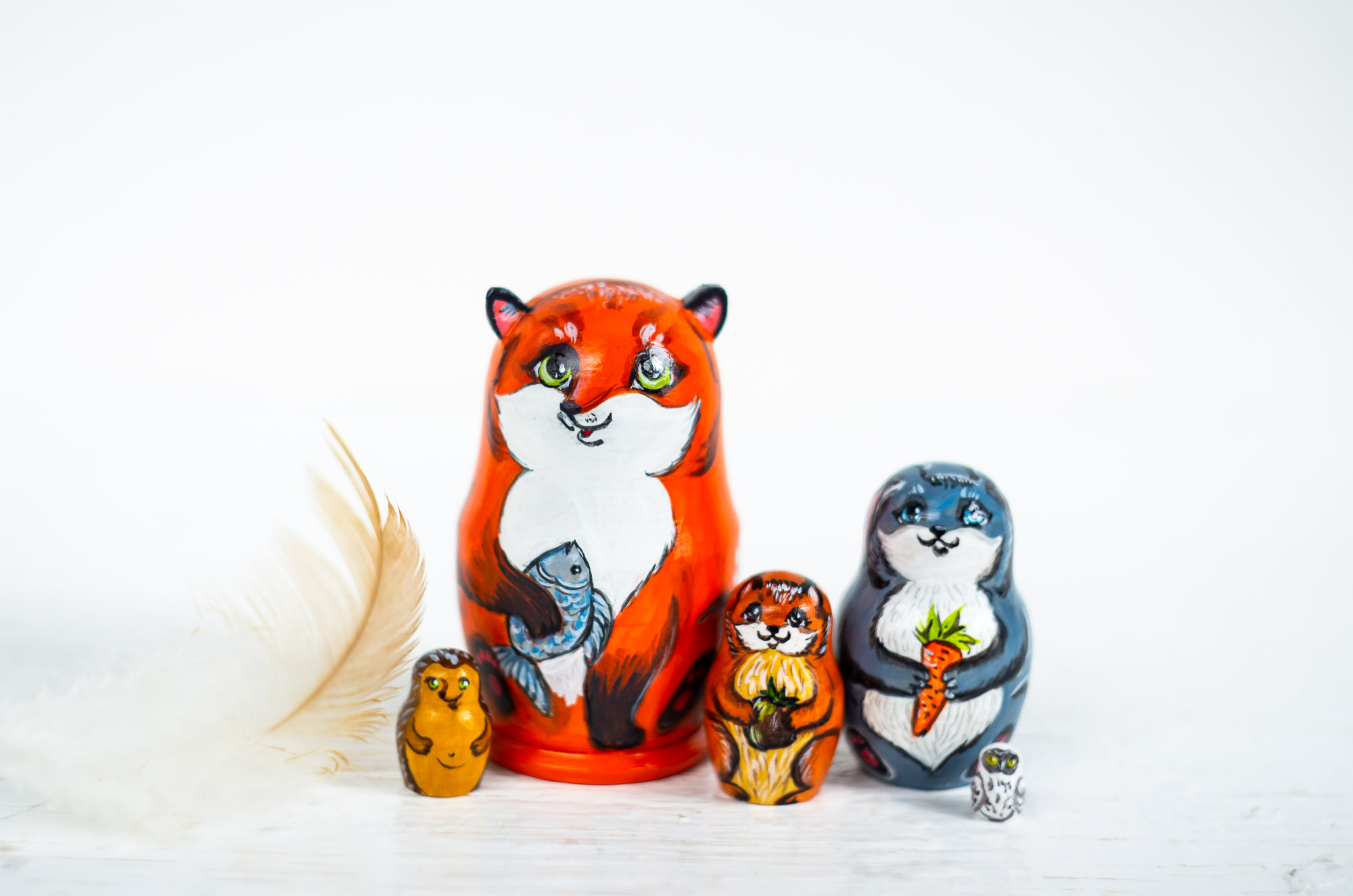 Animals Nesting dolls matryoshka mini 2 inch 5 pers