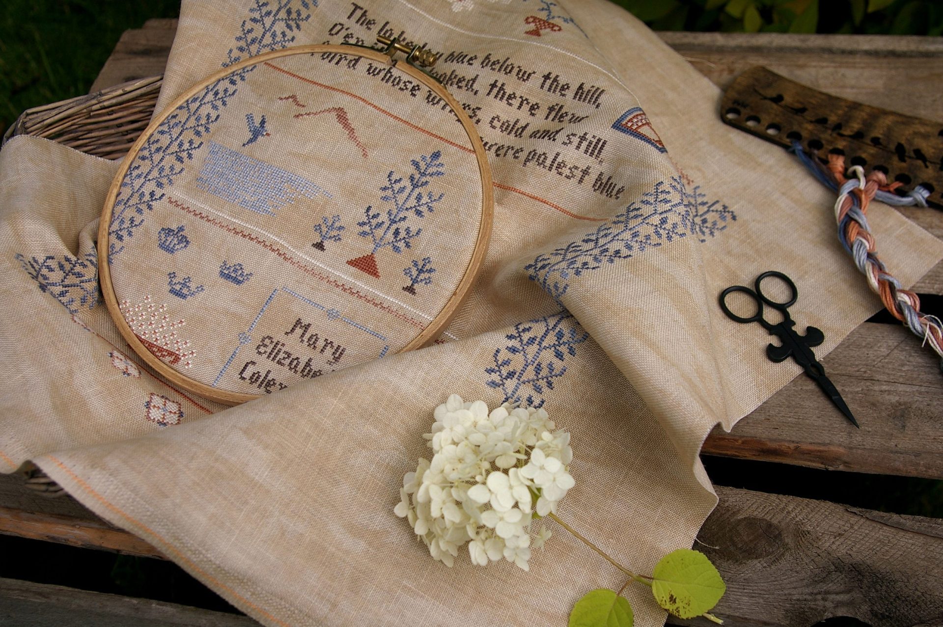 Bluebird Sampler, PDF primitive cross stitch pattern 8 Bluebird Sampler, PDF primitive cross stitch pattern - Image 8