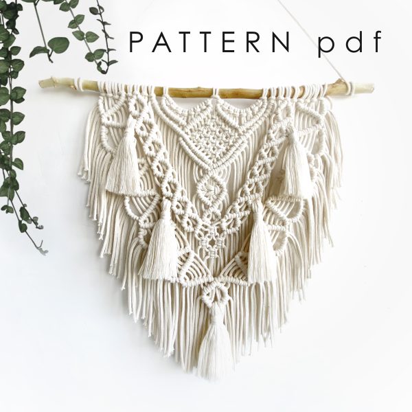 Macrame wall hanging pattern PDF, Wall decor DIY, Easy macrame tutorial