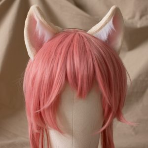 Ahri KDA the baddest handmade white fox cat ears faux fur cosplay