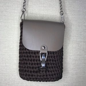 Chocolate crochet mini bag for phone and keychain Summer bag