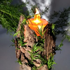 set of candle holders fairy decor moss bark forest green light tropical party