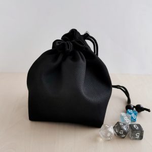 black foux suede dice bag with pockets