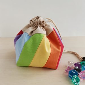 rainbow dice bag with pockets. Fit for 150-200 dice. Cotton fabric