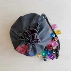 Bag of holding with red dragon DND dice bag with pockets