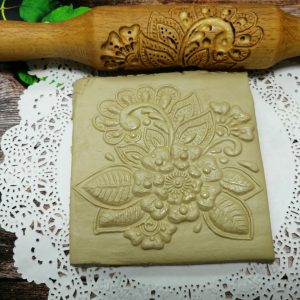 Flower engraved rolling pin, mandala embossing rolling pin, cookie stamp
