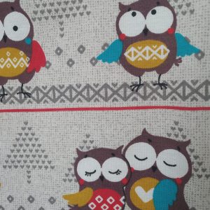 Strong reusable grey tote bag, cotton canvas bag with owls