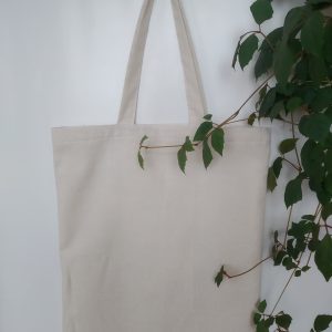 Strong high quality reusable beige tote bag, cotton canvas bag