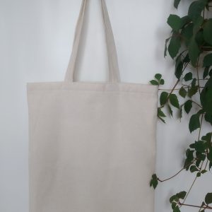 Strong high quality reusable beige tote bag, cotton canvas bag