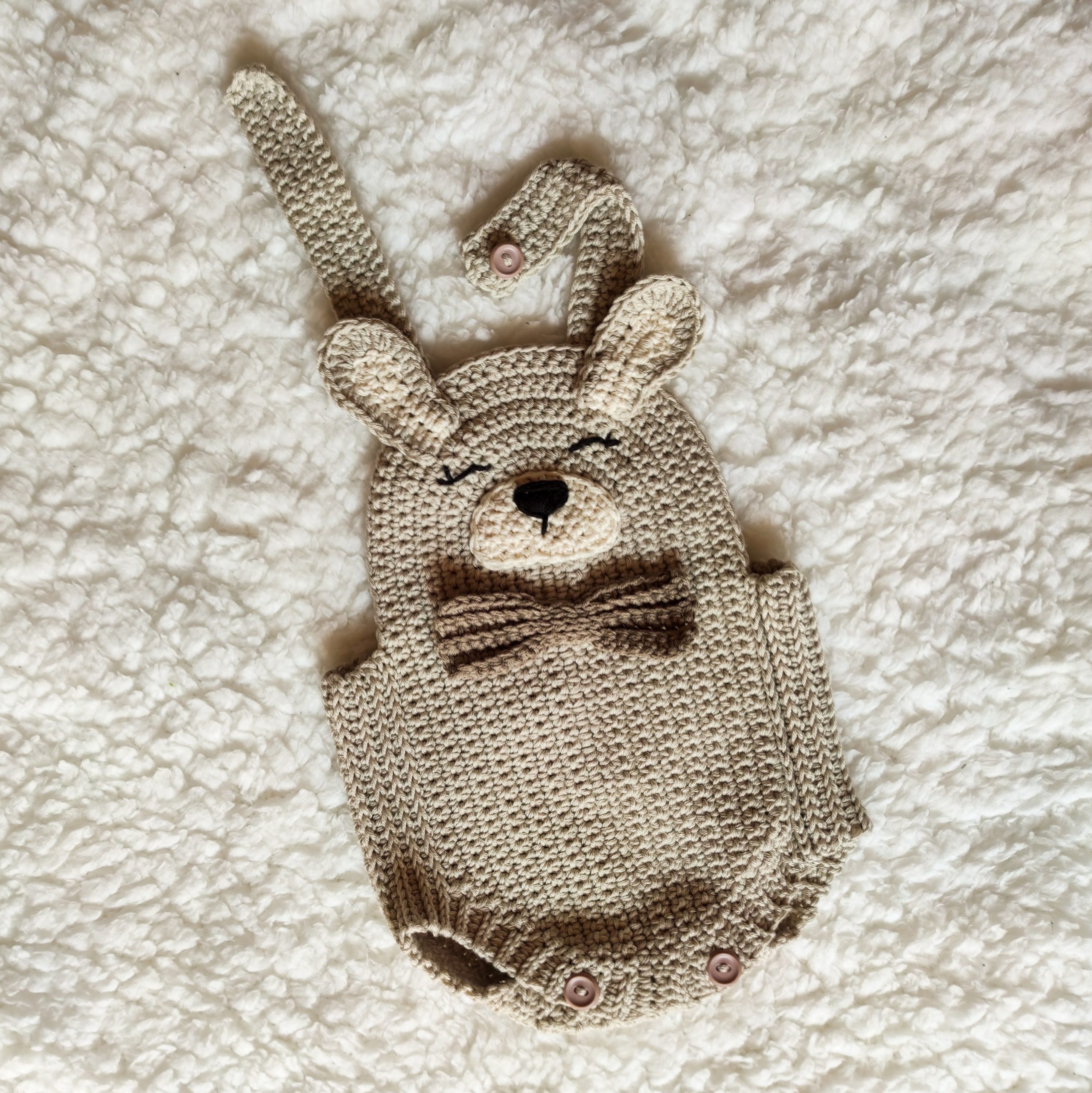Crochet Pattern Baby Romper Fox or Squirrel, sizes Newborn to 12