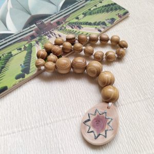 Bahai Prayer Beads 19×5/acacia wood prayer necklace/baha’i gifts