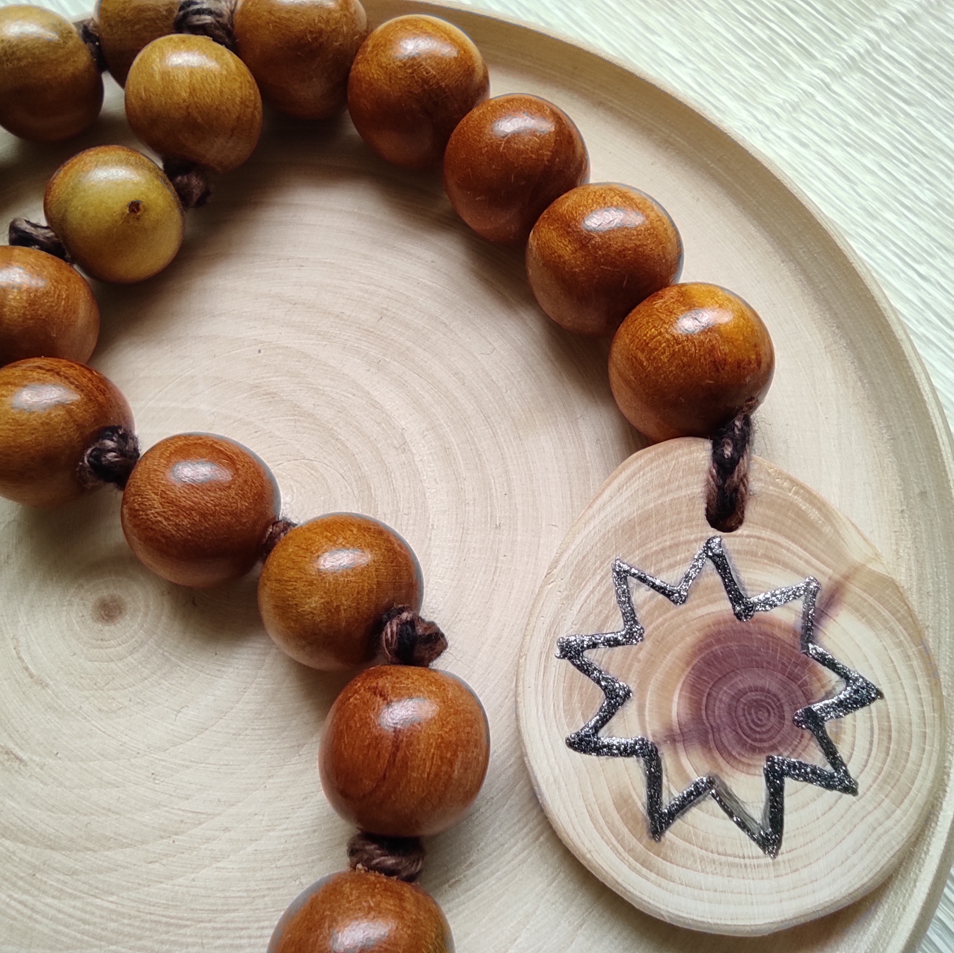 Baha'i Prayer Beads 19x5/plum wood prayer necklace/baha'i gifts