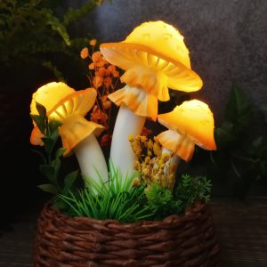 mushroom night light, mushroom lamp, glowing mushrooms