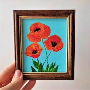 Tiny Poppy. Watercolor art for sale