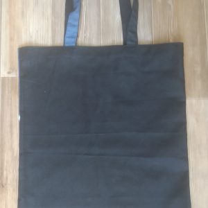 Strong reusable black tote bag, cotton canvas bag with a tiger