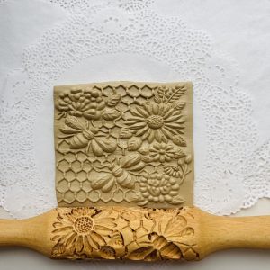 Embossed rolling pin, engraved rolling pin, with bees