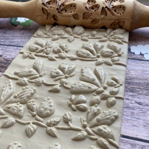 Engraved rolling pin, embossed rolling pin, cookie stamp, with butterfly