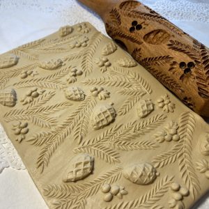 Cedar cones Embossed rolling pin, Pine cone Engraved rolling, Cookie cutters.