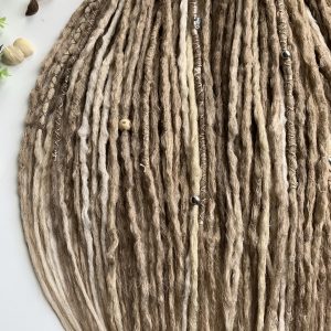 Blonde dreadlock extensions, double ended dread natural texture from synthetic hair