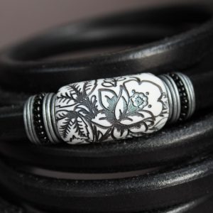 white Polymer clay sliders for the regaliz leather Bracelet