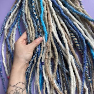60 Se Blue dreadlocks, white, blonde dreadlocks, Ready to ship dreads, Shop now