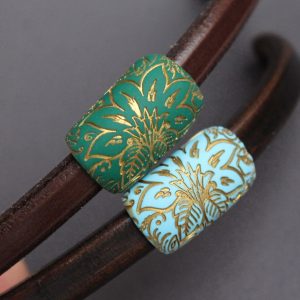 Green blue Polymer clay sliders for the regaliz leather Bracelet