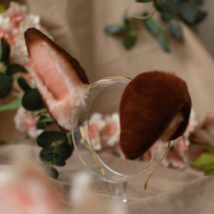 Dog brown beige ears and tail faux fur cosplay