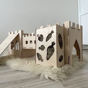 Rabbit house castle – Bunny castle house – Bunny hay feeder PERSONALIZED