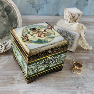 Engagement ring box| green 3 ring box wedding| Ring organizer box antique style brown
