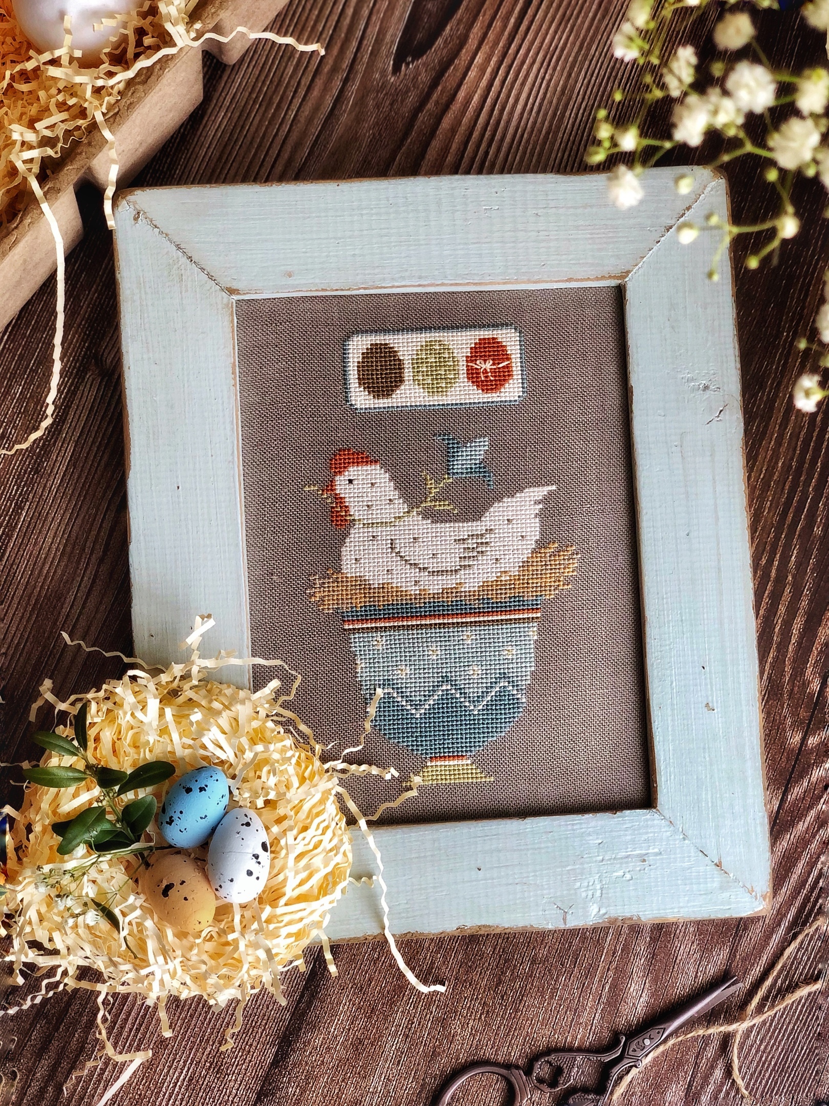 Easter Hen, PDF small primitive cross stitch pattern 6 Easter Hen, PDF small primitive cross stitch pattern - Image 6