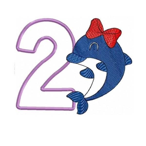 2nd birthday embroidery design for girl, applique