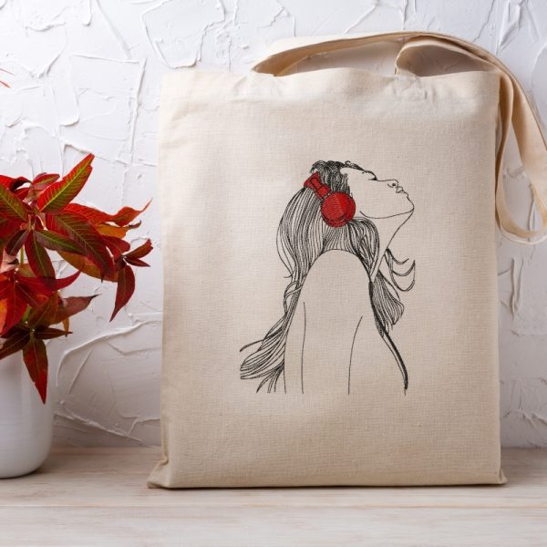 Girl with headphone machine embroidery design 3 sizes