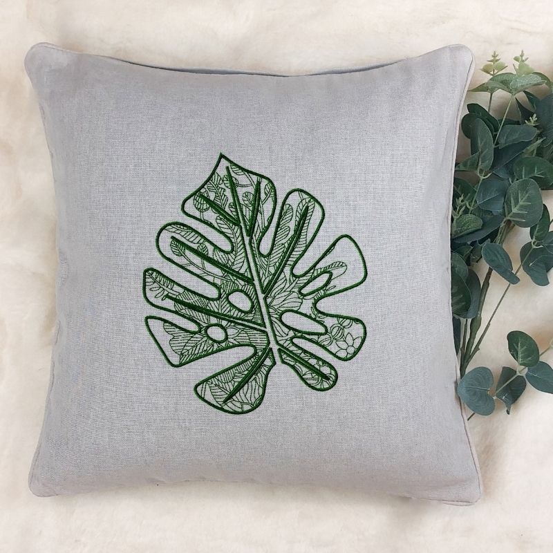 Monstera leaf machine embroidery design, 3 sizes