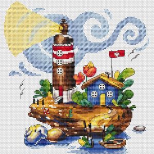 Lighthouse Cross Stitch Pattern, Seascape cross stitch