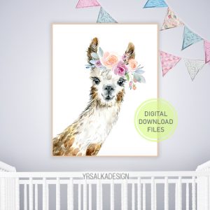 Llama Print, Alpaca Wall Art, Nursery Decor, Digital Download