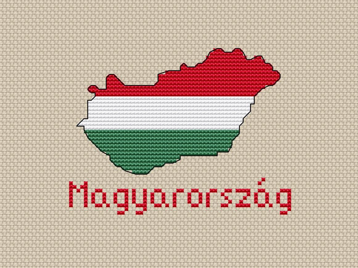Hungary Map Cross Stitch pattern modern, Flag Xstitch chart PDF 4 Hungary Map Cross Stitch pattern