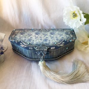 Medium Blue Jewelry Box Art Nouveau style