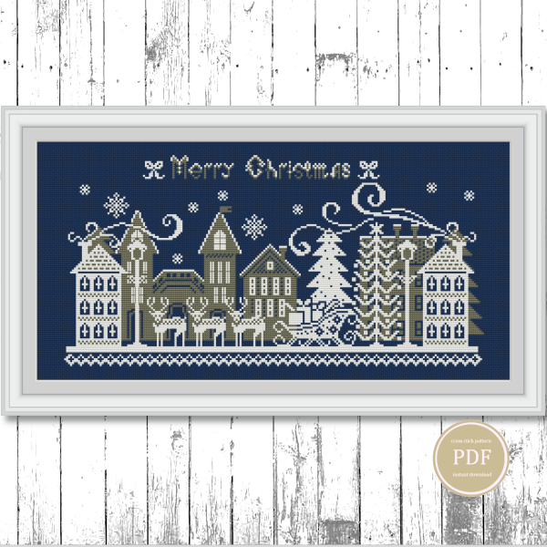 Merry Christmas Sampler Cross Stitch Pattern Winter Primitive PDF 132