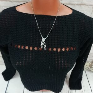 Top black crocheted, long sleeve top, crop sweater, bestseller