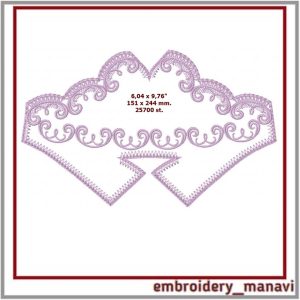 Face mask with FSL lace elements. Machine embroidery design.
