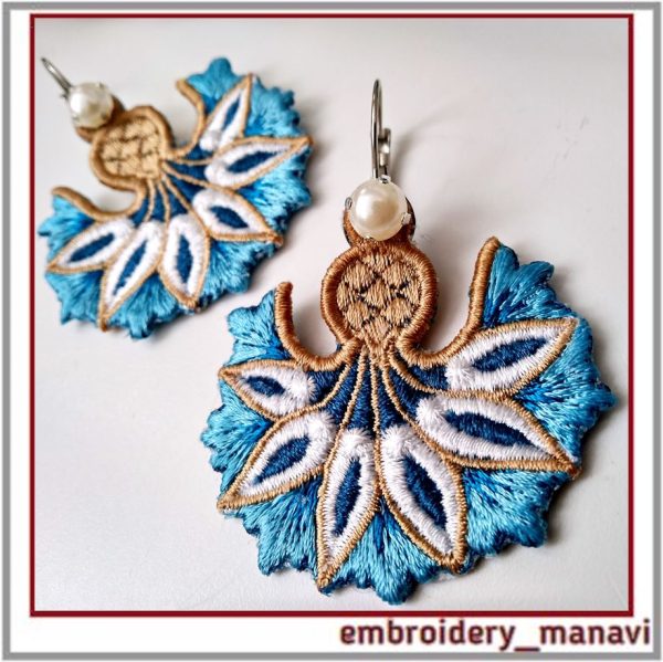 ITH Machine Embroidery Design FSL Earrings Cornflower. Flowers Jewelry. FSL holiday,