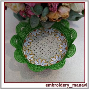 Design embroidery Vase with flowers. Easter basket, table decor. 6,2х10,2″.