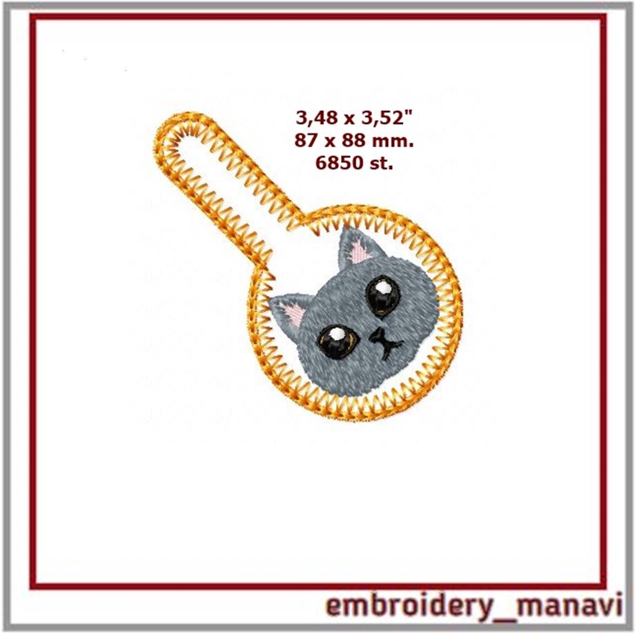 Embroidery design Key fob for your animals, ty cat tag. 2 Embroidery design Key fob for your animals, ty cat tag. - Image 2