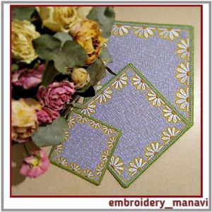 A set of machine embroidery designs for lunch mats. Easter Spring embroidery. Mixed sizes.