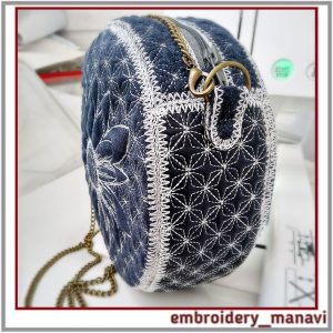 Bag quilt Sunflower and rhombuses. Bag in the hoop 8×8.