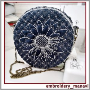 Bag quilt Sunflower and rhombuses. Bag in the hoop 8x8.