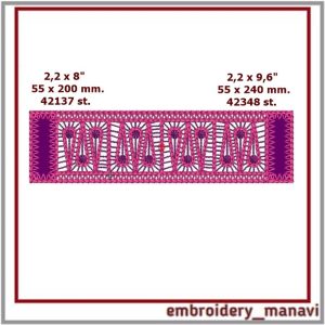 FSL lace bracelet design for machine embroidery. Gift DIY.