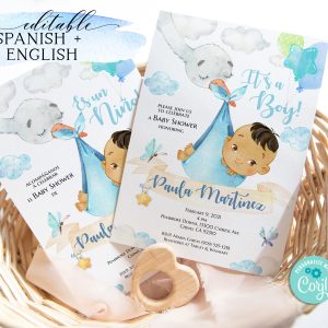 Baby shower invitation for boy niño template editable Corjl