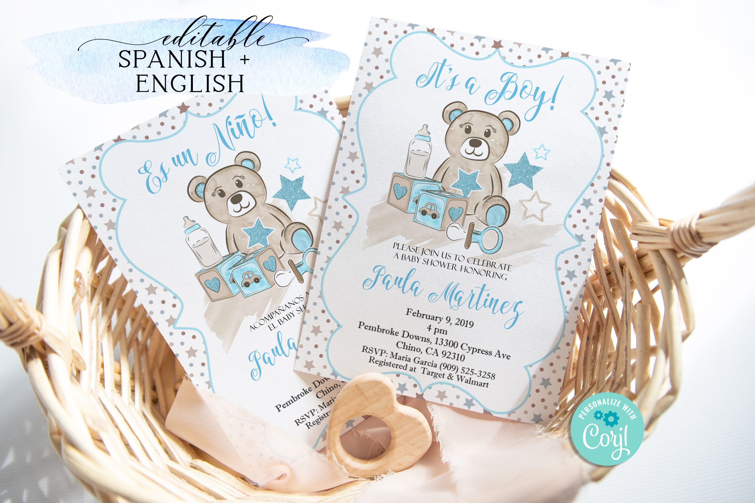 Teddy bear online baby shower invitations